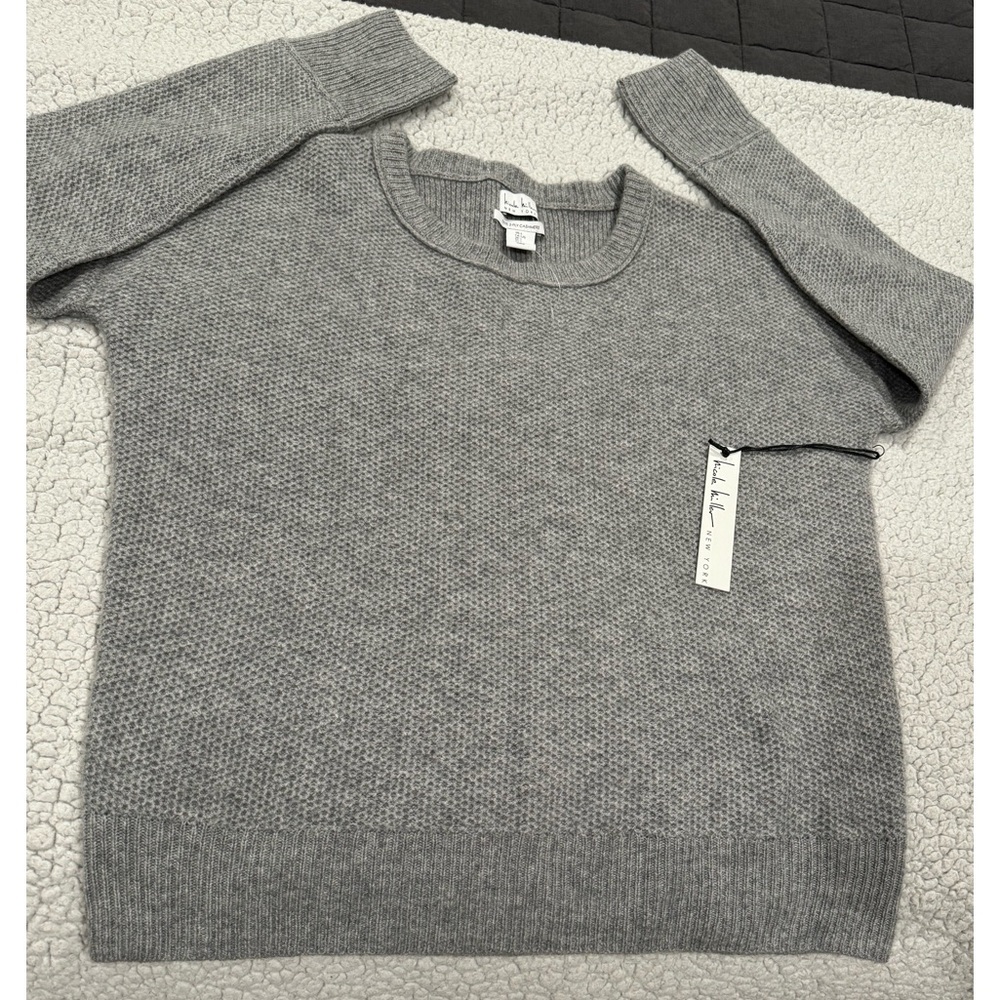 Nicole Miller New York Cashmere women’s SZ L Grey 2-ply sweater- NEW